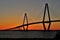 Charleston, South Carolina, May 7, 2017: the Arthur Ravenal Bridge crossing over the Cooper River at sunset