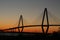 Charleston, South Carolina, May 7, 2017: the Arthur Ravenal Bridge crossing over the Cooper River at sunset