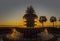 Charleston, South Carolina, United States, November 2019, the sunrise over Charleston Waterfront park and the Pineapple fountain