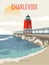 Charlevoix. Michigan. The great lakes state. Touristic poster in vector