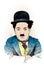 Charlie Chaplin portrait in line art illustration. Editable layers.