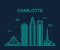 Charlotte city skyline, North Carolina, USA vector