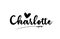 Charlotte name text word with love heart hand written for logo typography design template