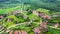 Charlottenburg, Romania - Aerial view circle village in Banat