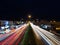 The charm of light color from car lights running on the street at night