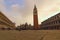 Charmin landscape of famous San Marco Square. The most visited tourist attractions in Venice