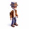 Charming 3d 8-bit Pixel Cartoon Of Liam With Hat In Sepia Tone