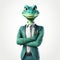 Charming 3d Animation: Green Lizard In A Suit