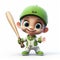 Charming 3d Boy With Baseball Bat - Detailed Character Design