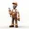 Charming 3d Carpenter Illustration With Detailed Ax And Wood