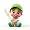 Charming 3d Cartoon Child With Baseball Bat - Vray Tracing Style