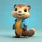 Charming 3d Cartoon Chipmunk In Blue Shirt Commission