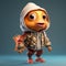 Charming 3d Cartoon Fish In Hoodie: Unreal Engine Character Design