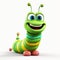 Charming 3d Caterworm Cartoon: Playfully Conceptual Illustrations With High-quality Photo Style
