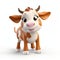 Charming 3d Clay Cow: Cute Cartoonish Innocence In Terracotta