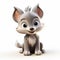 Charming 3d Gray Wolf Puppy Sculpture On White Background