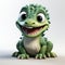 Charming 3d Lizard Illustration With Pixar Style Smiling Crocodile Baby