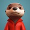 Charming 3d Otter Character In A Red Jacket