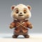 Charming 3d Panda Bear Model In Fantasy Style With Leather Clothing