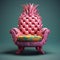 Charming 3d Pineapple Chair With Vibrant Exaggeration And Thick Texture