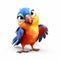 Charming 3d Pixar Parrot Illustration On White Background