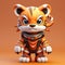 Charming 3d Printed Cartoon Tiger Toy With Futuristic Gear