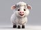 A charming 3D render of a baby sheep on white background in the form of an cute adorable and lovable cartoon character