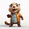 Charming 3d Rendered Beaver In Orange Jacket By Illustrator Dj Miami