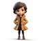 Charming 3d Rendered Cartoon Girl With Coat - Anime Style