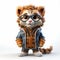 Charming 3d Rendering Of A Cat Wearing Shirt And Glasses