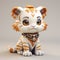 Charming 3d Tiger Pet In White And Amber Style