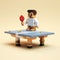 Charming 8-bit Pixel Cartoon Of A Ping Pong Player