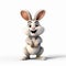 Charming Animated Bunny Rabbit On White Background - Pixar Style