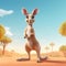 Charming Animated Cartoon Kangaroo In Idyllic Rural Scenes