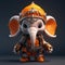 Charming Animated Elephant In Orange And Gold Suit