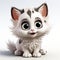 Charming Animated Kitten with Sparkling Eyes on a Neutral Backdrop.