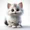 Charming Animated Kitten with Sparkling Eyes on a Neutral Backdrop.