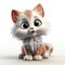 Charming Animated Kitten with Sparkling Eyes on a Neutral Backdrop.