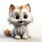 Charming Animated Kitten with Sparkling Eyes on a Neutral Backdrop.