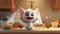 Charming Animation Of A Cute White Bat On A Kitchen Countertop