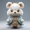 Charming Anime Bear Sculpture In Royal White Outfit