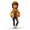 Charming Anime Boy 3d Model In Hoodie - Realistic And Lifelike Cartoon Character