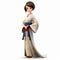 Charming Anime Character 3d Render: Emily In Kimono With Short Hair