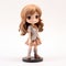 Charming Anime Girl With Brown Hair At Home Figure