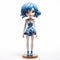 Charming Anime Girl Figurine With Blue Hair And Red Dress