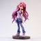 Charming Anime Girl Figurine With Pink Hair And Jeans