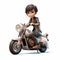 Charming Anime-inspired Art Deco Design 3d Artist Creates Sleek Motorbike With Cute Little Kid