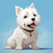 Charming Anime-inspired White Dog Illustration On Blue Background