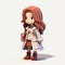 Charming Anime Style 3d Model Of A Girl With Long Red Hair