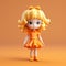 Charming Anime Style 3d Model Of Little Girl In Orange Dress